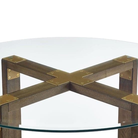 Barco Clear Glass Dining Table With Rustic Oak Wooden X-Base_2