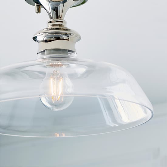 Barford Clear Glass Semi Flush Ceiling Light In Bright Nickel_3
