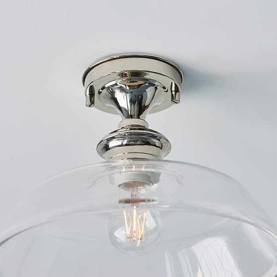 Barford Clear Glass Semi Flush Ceiling Light In Bright Nickel_4