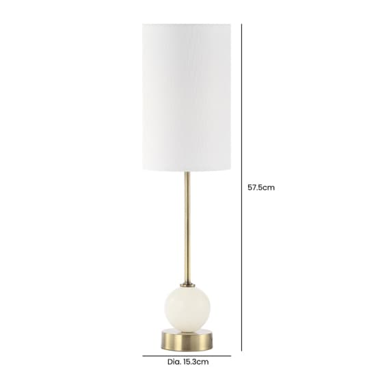 Barletta White Linen Shade Table Lamp With Antique Brass Metal Base_2