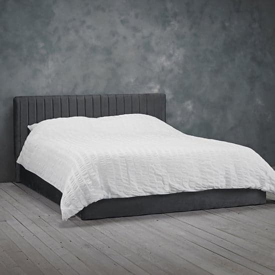 Barlyn Velvet King Size Bed In Silver_2