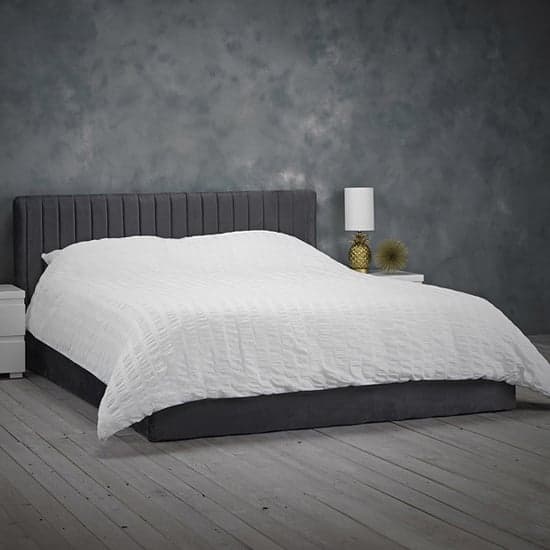 Barlyn Velvet King Size Bed In Silver_1