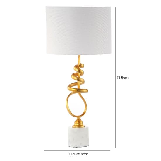 Barnum White Linen Shade Table Lamp with Gold Leaf And Marble Base_2