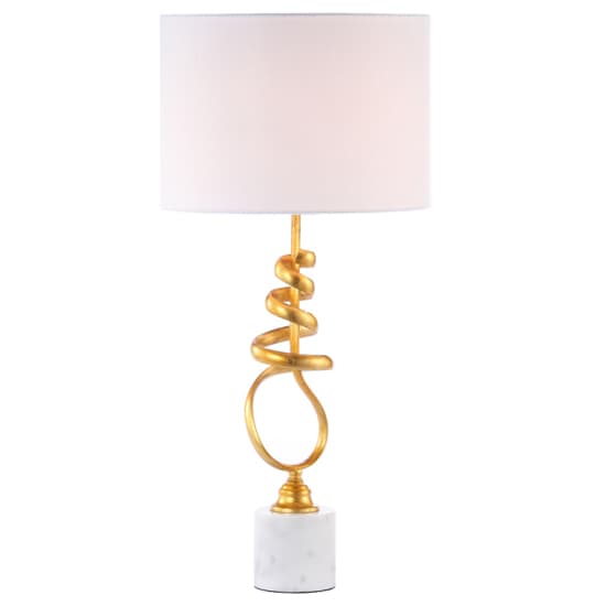 Barnum White Linen Shade Table Lamp with Gold Leaf And Marble Base_3