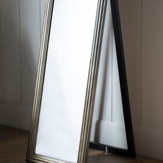 Barque Bevelled Floor Cheval Mirror In Brushed Brass Frame_4