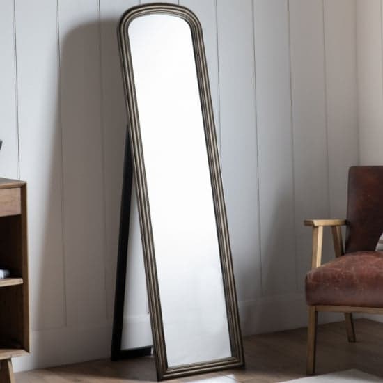 Barque Bevelled Floor Cheval Mirror In Brushed Brass Frame_1