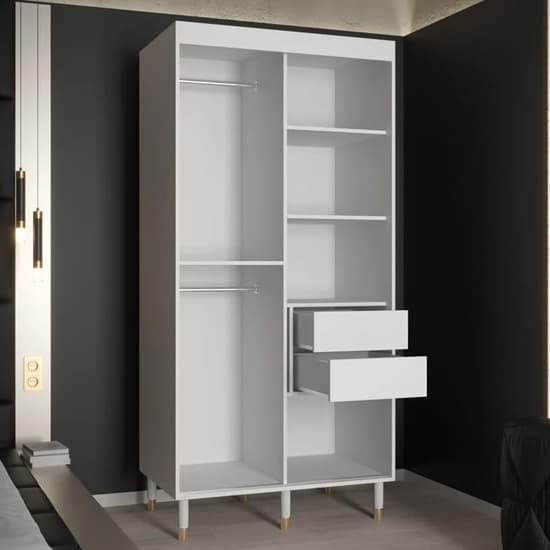 Barrie I Mirrored Wardrobe With 2 Sliding Doors 100cm In White_2