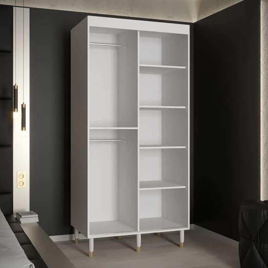 Barrie I Mirrored Wardrobe With 2 Sliding Doors 100cm In White_3