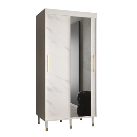 Barrie I Mirrored Wardrobe With 2 Sliding Doors 100cm In White_4