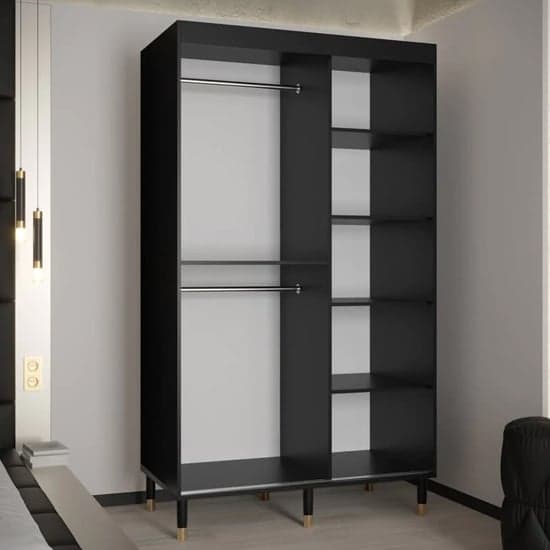 Barrie I Mirrored Wardrobe With 2 Sliding Doors 120cm In Black_2