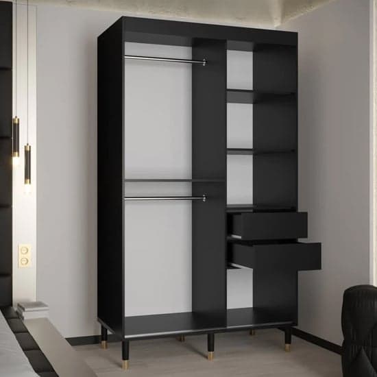 Barrie I Mirrored Wardrobe With 2 Sliding Doors 120cm In Black_3