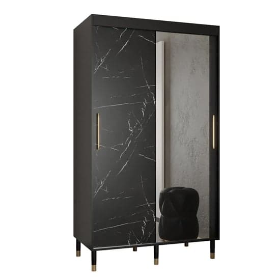 Barrie I Mirrored Wardrobe With 2 Sliding Doors 120cm In Black_4