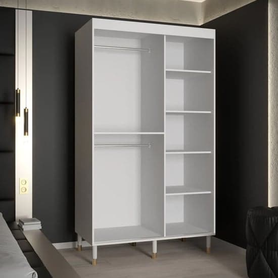 Barrie I Mirrored Wardrobe With 2 Sliding Doors 120cm In White_2