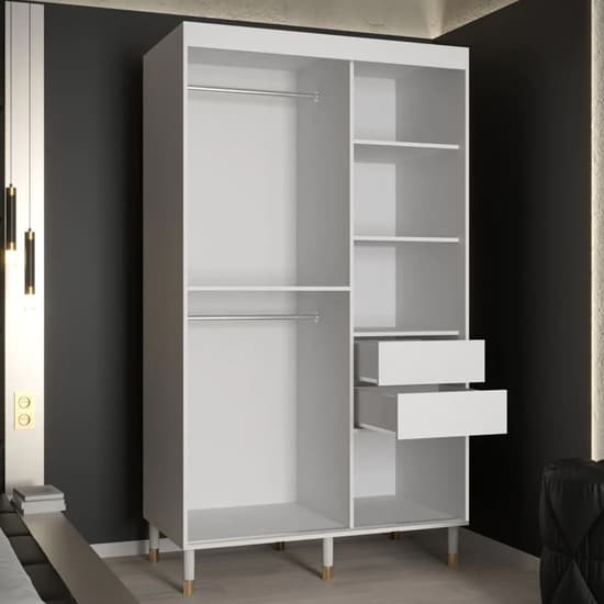Barrie I Mirrored Wardrobe With 2 Sliding Doors 120cm In White_3