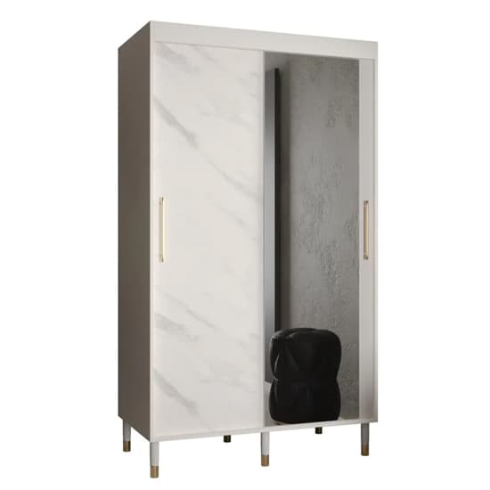 Barrie I Mirrored Wardrobe With 2 Sliding Doors 120cm In White_4