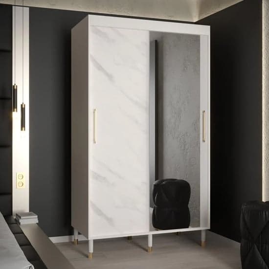 Barrie I Mirrored Wardrobe With 2 Sliding Doors 120cm In White_1