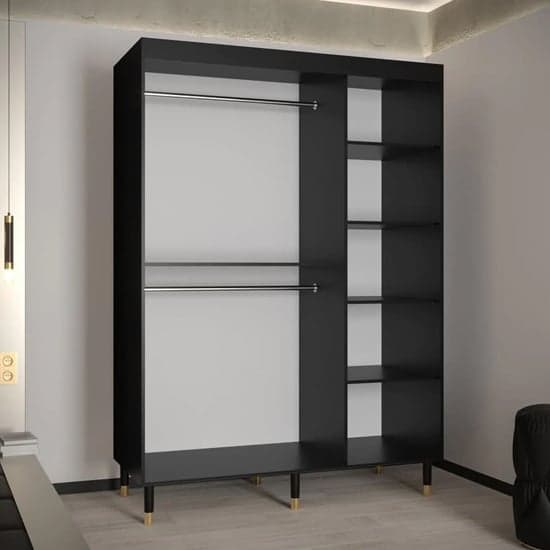 Barrie I Mirrored Wardrobe With 2 Sliding Doors 150cm In Black_2