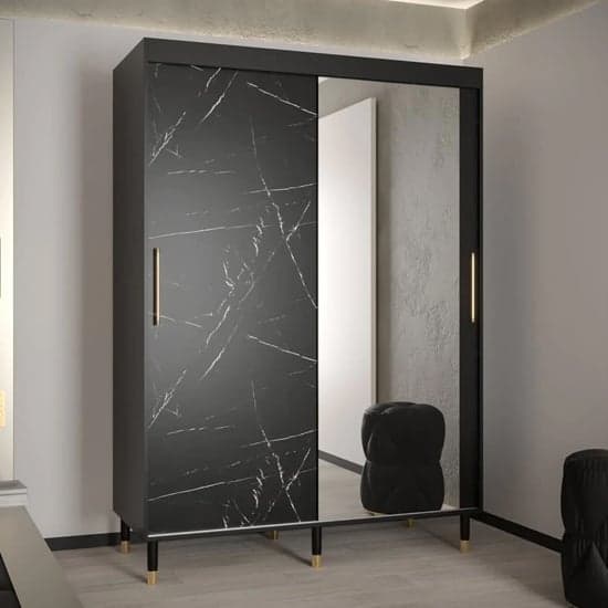 Barrie I Mirrored Wardrobe With 2 Sliding Doors 150cm In Black_1