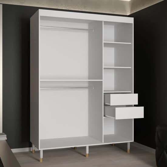 Barrie I Mirrored Wardrobe With 2 Sliding Doors 150cm In White_3