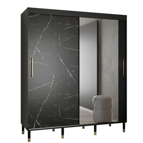 Barrie I Mirrored Wardrobe With 2 Sliding Doors 180cm In Black_4