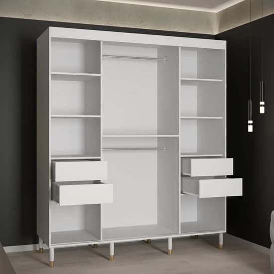 Barrie I Mirrored Wardrobe With 2 Sliding Doors 180cm In White_3