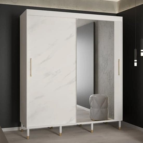 Barrie I Mirrored Wardrobe With 2 Sliding Doors 180cm In White_1