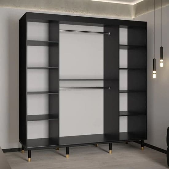 Barrie I Mirrored Wardrobe With 2 Sliding Doors 200cm In Black_2