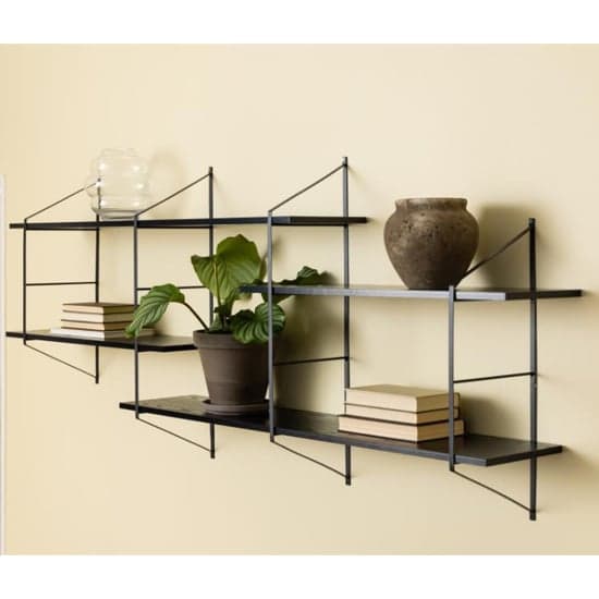 Barrie Wooden Wall Shelf Wall Hung With 4 Shelves In Matt Black_1