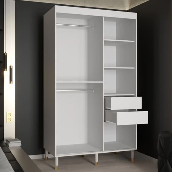 Barrie Wooden Wardrobe With 2 Sliding Doors 120cm In White_3