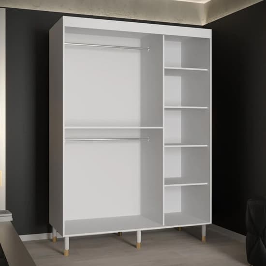 Barrie Wooden Wardrobe With 2 Sliding Doors 150cm In White_2