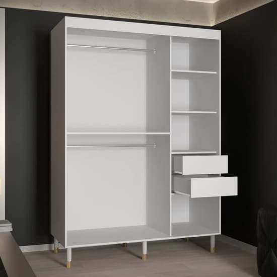 Barrie Wooden Wardrobe With 2 Sliding Doors 150cm In White_3