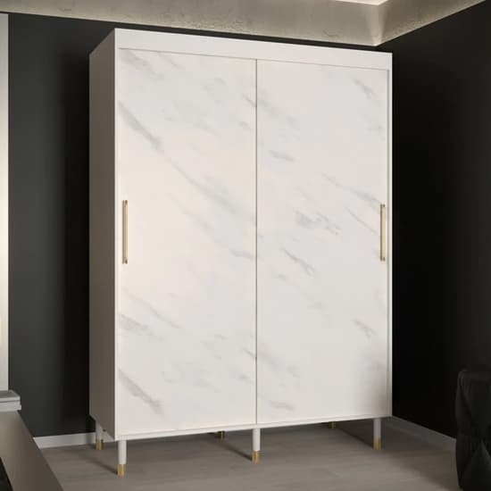 Barrie Wooden Wardrobe With 2 Sliding Doors 150cm In White_1