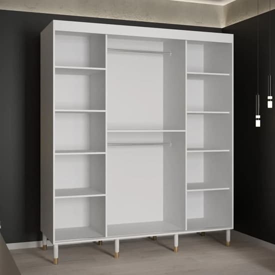 Barrie Wooden Wardrobe With 2 Sliding Doors 180cm In White_2