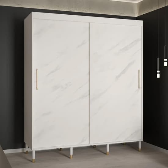 Barrie Wooden Wardrobe With 2 Sliding Doors 180cm In White_1