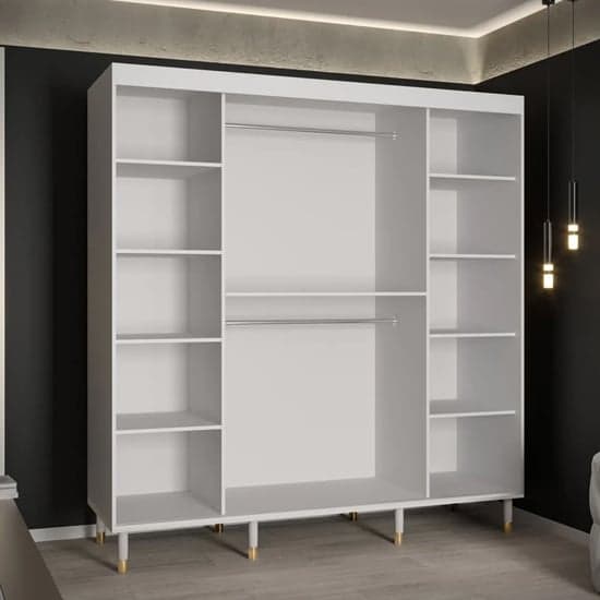 Barrie Wooden Wardrobe With 2 Sliding Doors 200cm In White_2