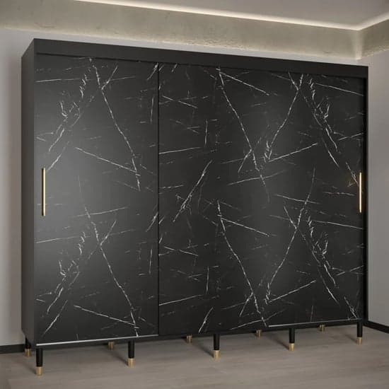 Barrie Wooden Wardrobe With 3 Sliding Doors 250cm In Black_1
