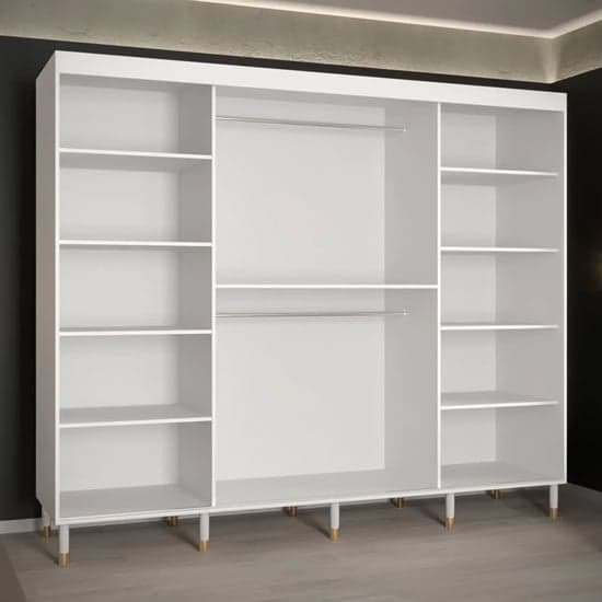 Barrie Wooden Wardrobe With 3 Sliding Doors 250cm In White_2