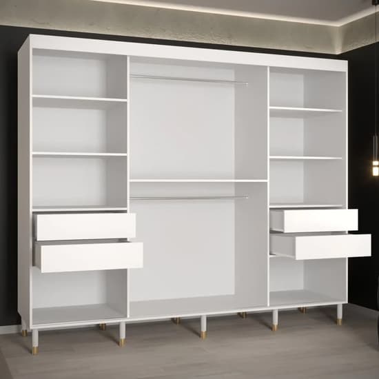 Barrie Wooden Wardrobe With 3 Sliding Doors 250cm In White_3