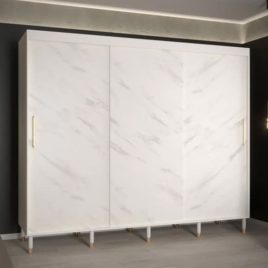 Barrie Wooden Wardrobe With 3 Sliding Doors 250cm In White_1