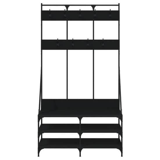 Barrie Wooden Clothes Rack With Shoe Storage In Black_4