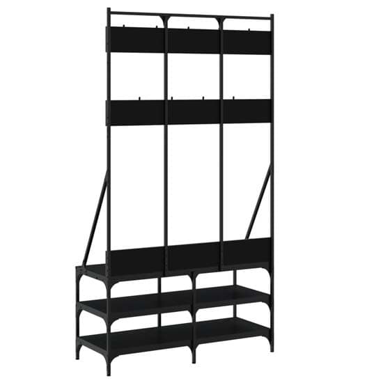 Barrie Wooden Clothes Rack With Shoe Storage In Black_6