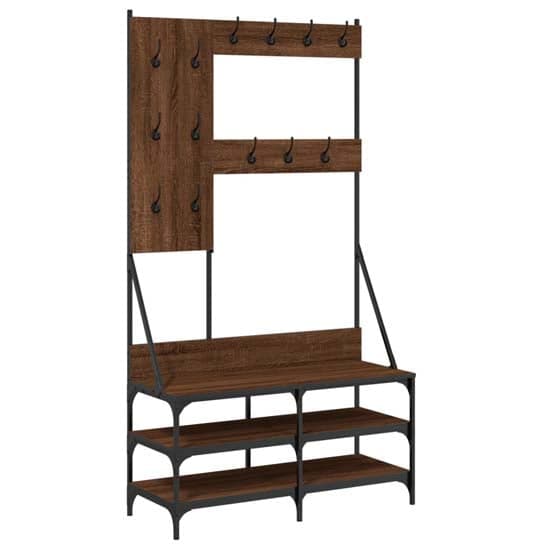 Barrie Wooden Clothes Rack With Shoe Storage In Brown Oak_2