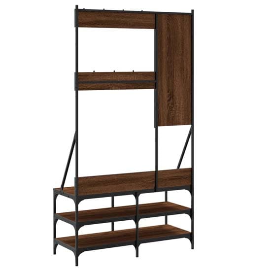 Barrie Wooden Clothes Rack With Shoe Storage In Brown Oak_6