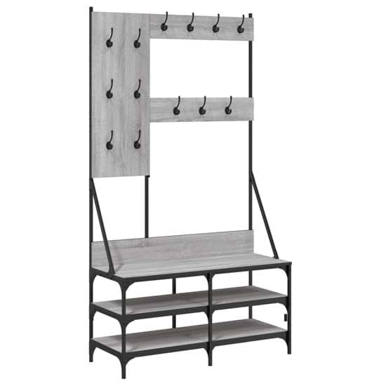 Barrie Wooden Clothes Rack With Shoe Storage In Grey Sonoma Oak_2