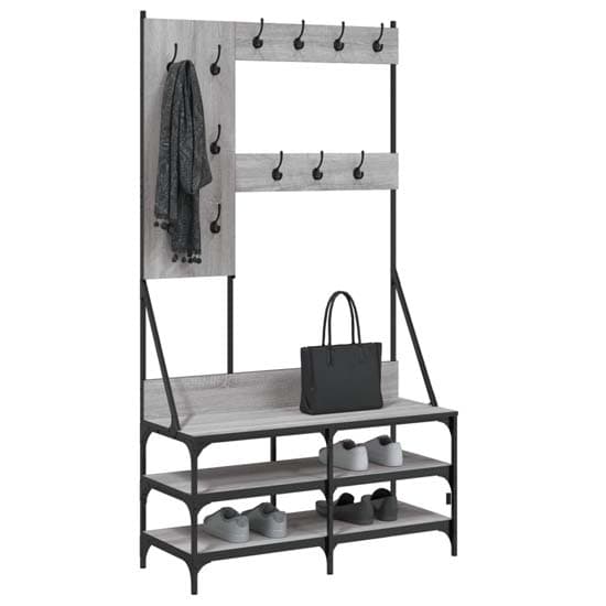 Barrie Wooden Clothes Rack With Shoe Storage In Grey Sonoma Oak_3