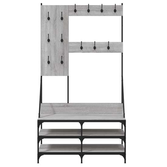 Barrie Wooden Clothes Rack With Shoe Storage In Grey Sonoma Oak_4