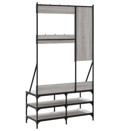 Barrie Wooden Clothes Rack With Shoe Storage In Grey Sonoma Oak_6