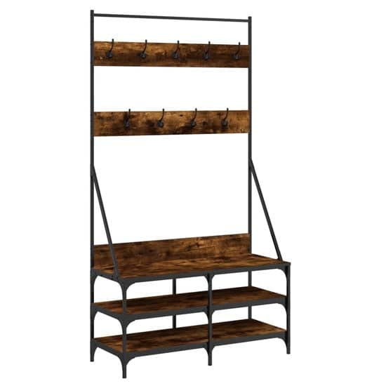 Barrie Wooden Clothes Rack With Shoe Storage In Smoked Oak_2