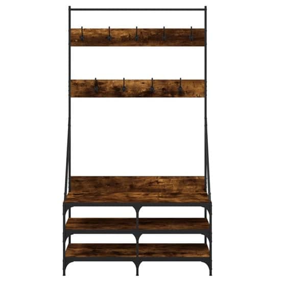 Barrie Wooden Clothes Rack With Shoe Storage In Smoked Oak_4