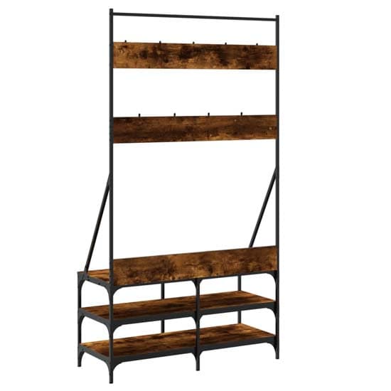 Barrie Wooden Clothes Rack With Shoe Storage In Smoked Oak_6